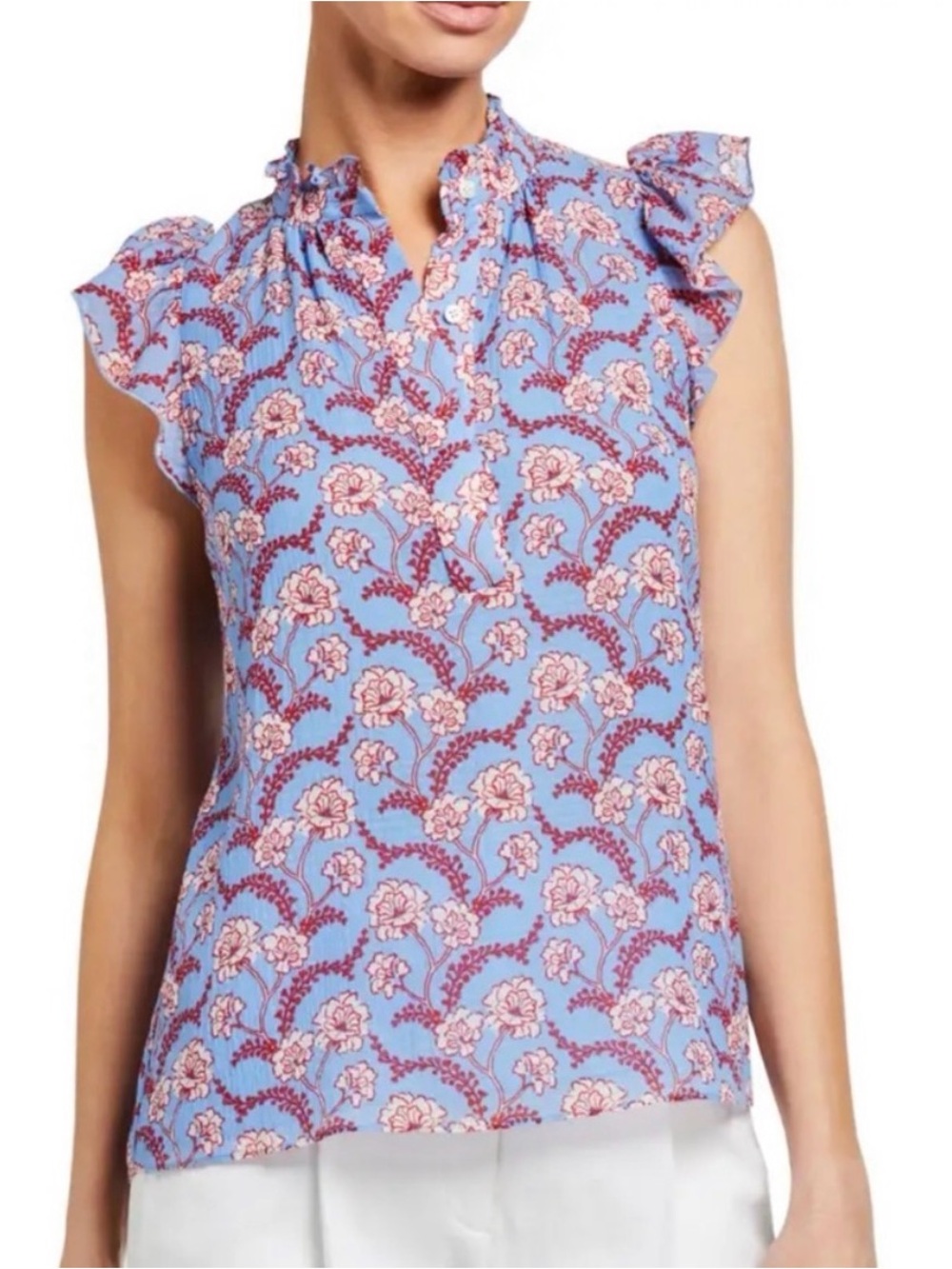 ALC Floral Ruffle Cap-Sleeve Top - Size 0